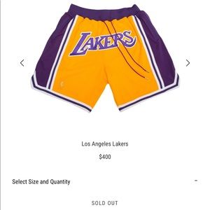 *SOLD* Los Angeles Lakers Shorts (Yellow)